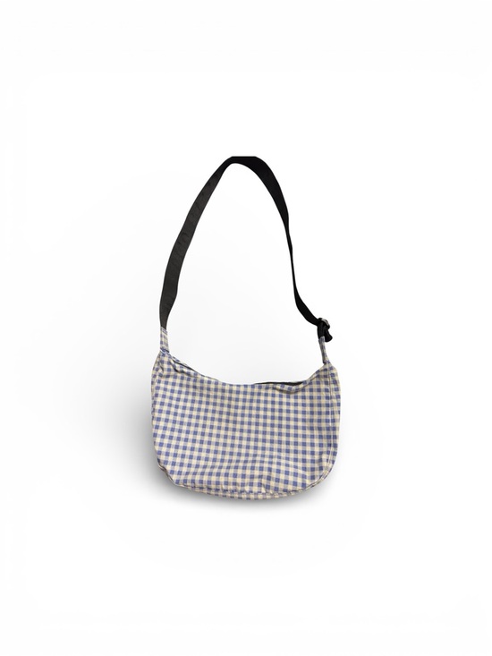 BAGGU Handbags - Baggu Pansy Blue Gingham Medium Nylon Crescent Bag Urban Outfitters Exclusive UO